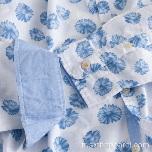 Chemise décontractée à manches longues pour hommes à imprimé Little Daisy